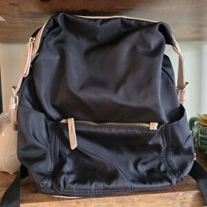 Tommy Bahama Black Nylon Backpack with Tan Trim